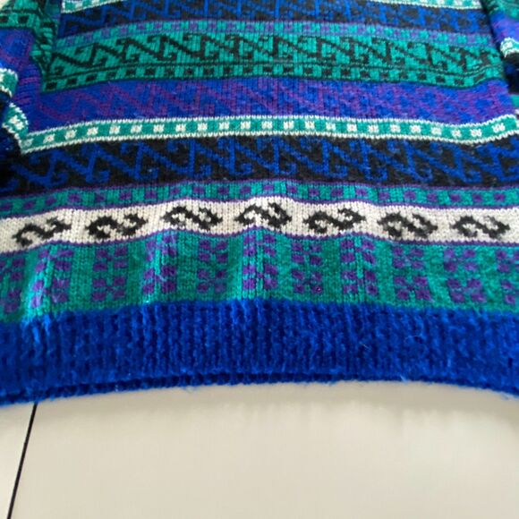 Vintage Multicolor Pattern Wool Blend Sweater, size XL, Ski Resort, Cabincore - Picture 5 of 8